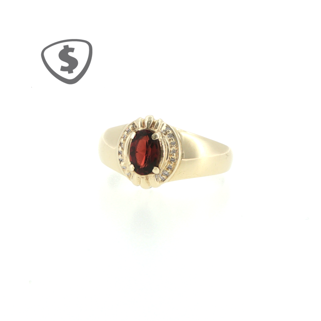 Oval Garnet Signet Ring in 9ct Yellow Gold