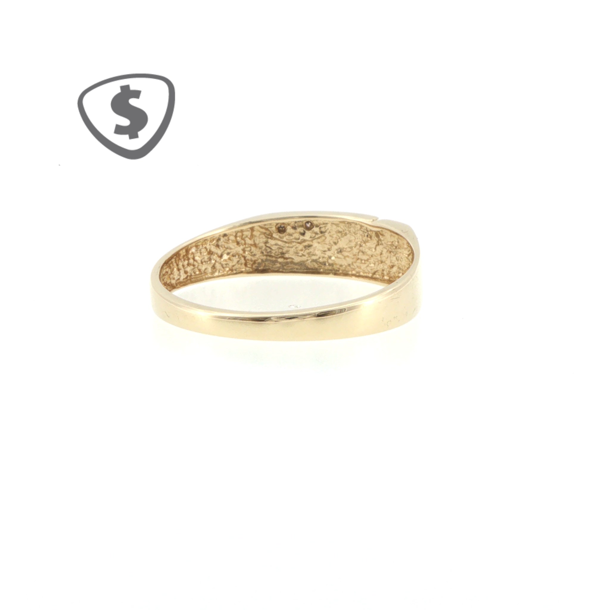 9ct Yellow Gold Diamond Accent Grooved Band Ring