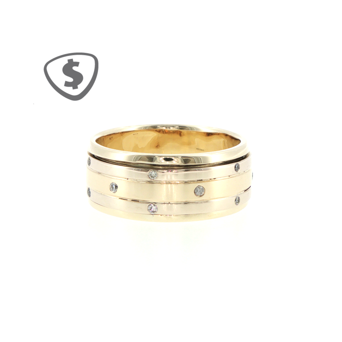 9ct Yellow Gold Diamond Accent Spinner Ring