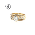9ct Yellow Gold Engagement Ring with Textured Bands