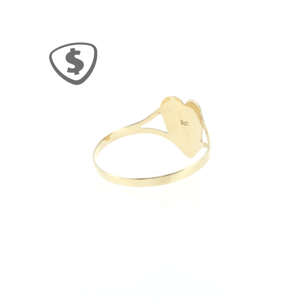 Polished 9ct Yellow Gold Heart Motif Signet Ring