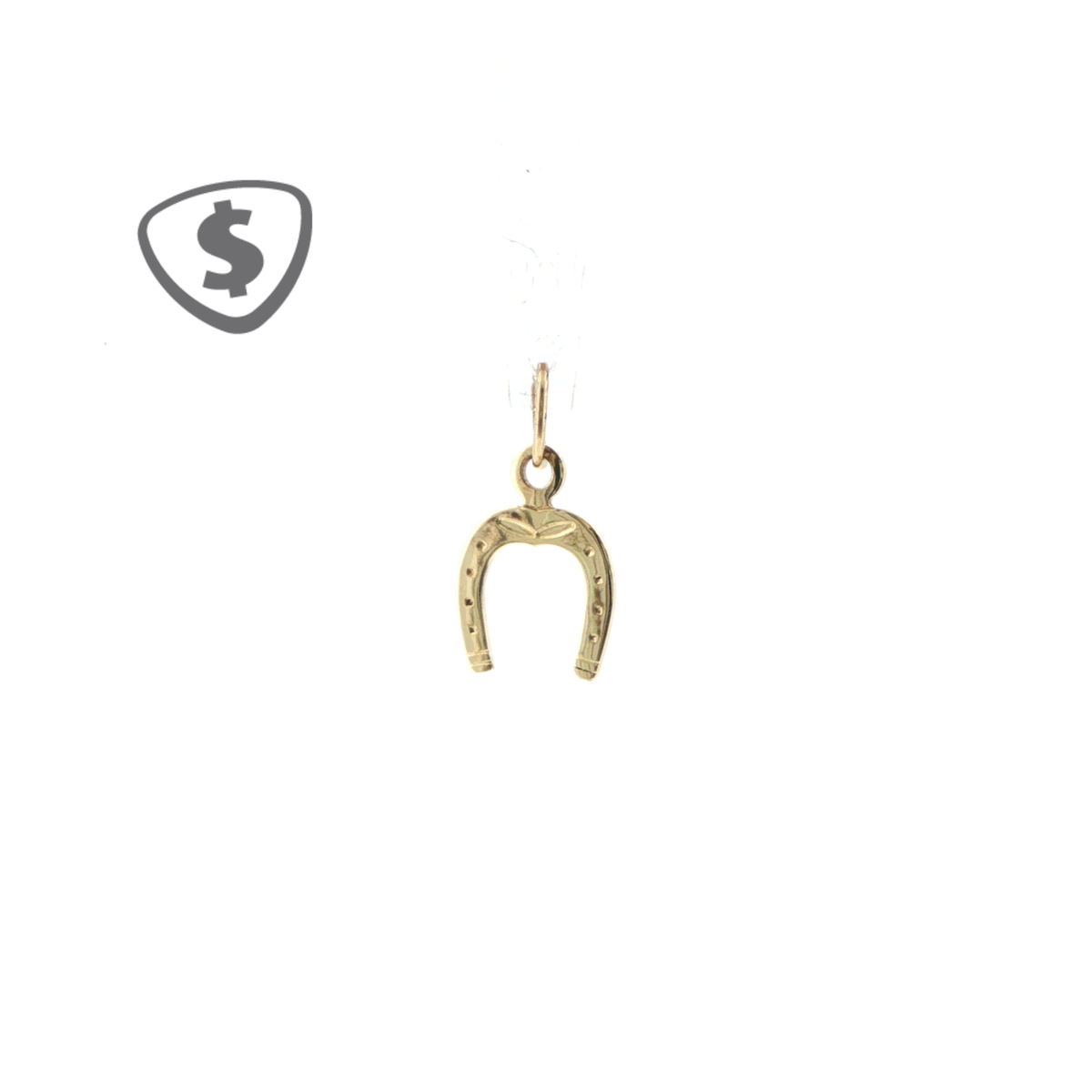Engraved Horseshoe Charm Pendant in 9ct Yellow Gold