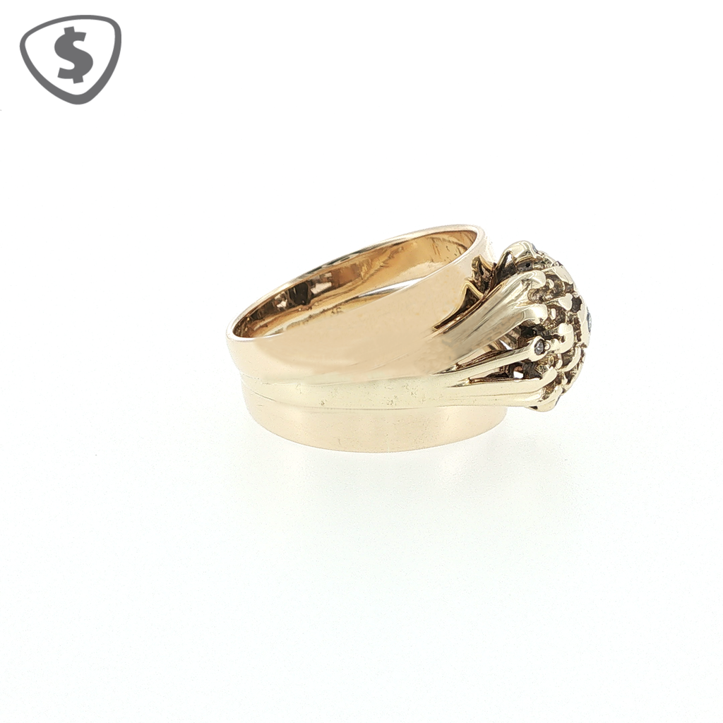 9ct Yellow Gold Textured Diamond Cluster Ring