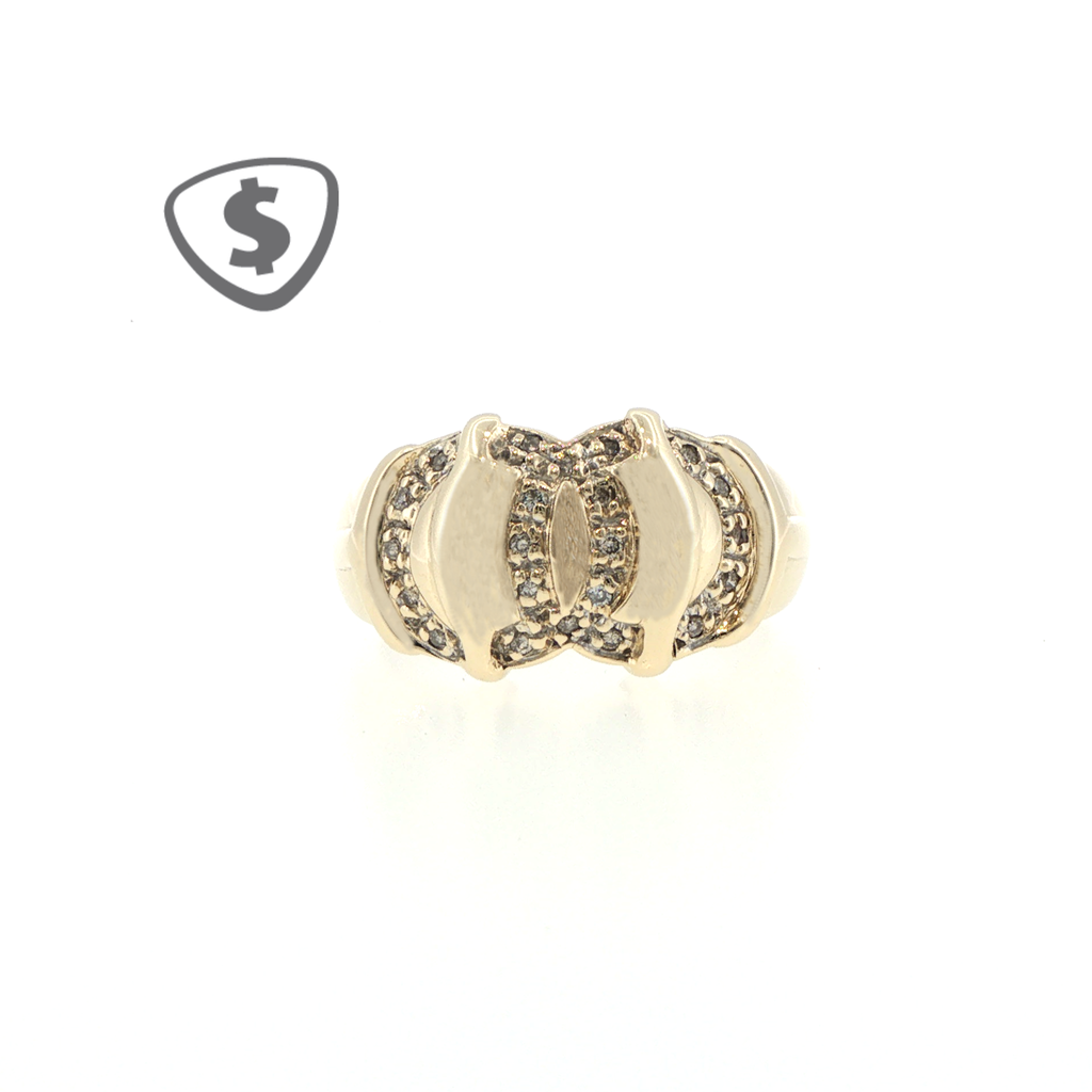 9ct Yellow Gold Sculptural Diamond Cocktail Ring