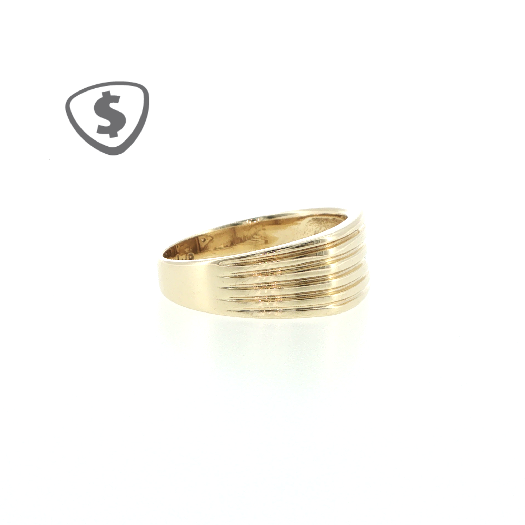 9ct Yellow Gold Signet Ring with Grooved Detailing