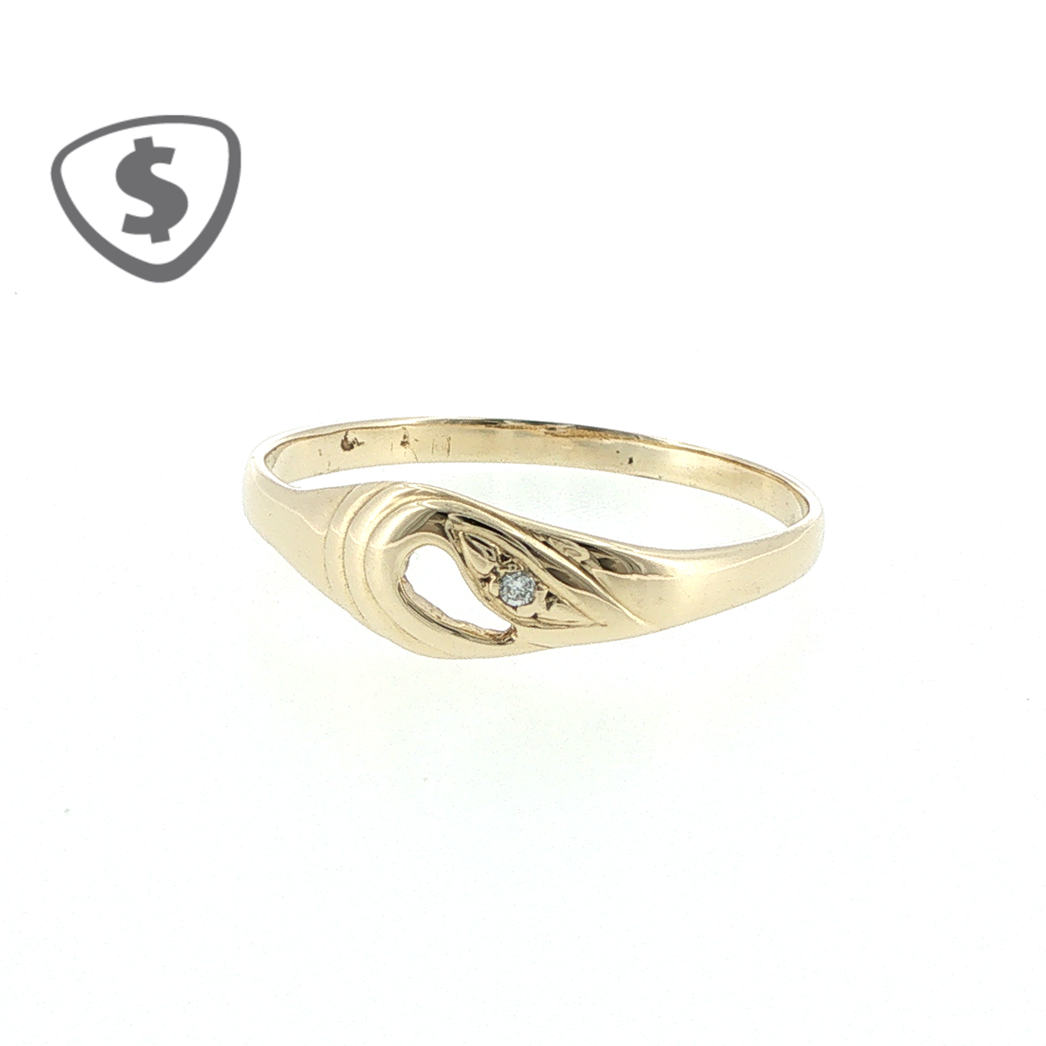 Sculpted 9ct Yellow Gold Ring with Diamond Accent