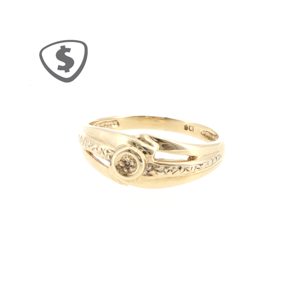 Diamond Solitaire Split Band Ring in 9ct Yellow Gold