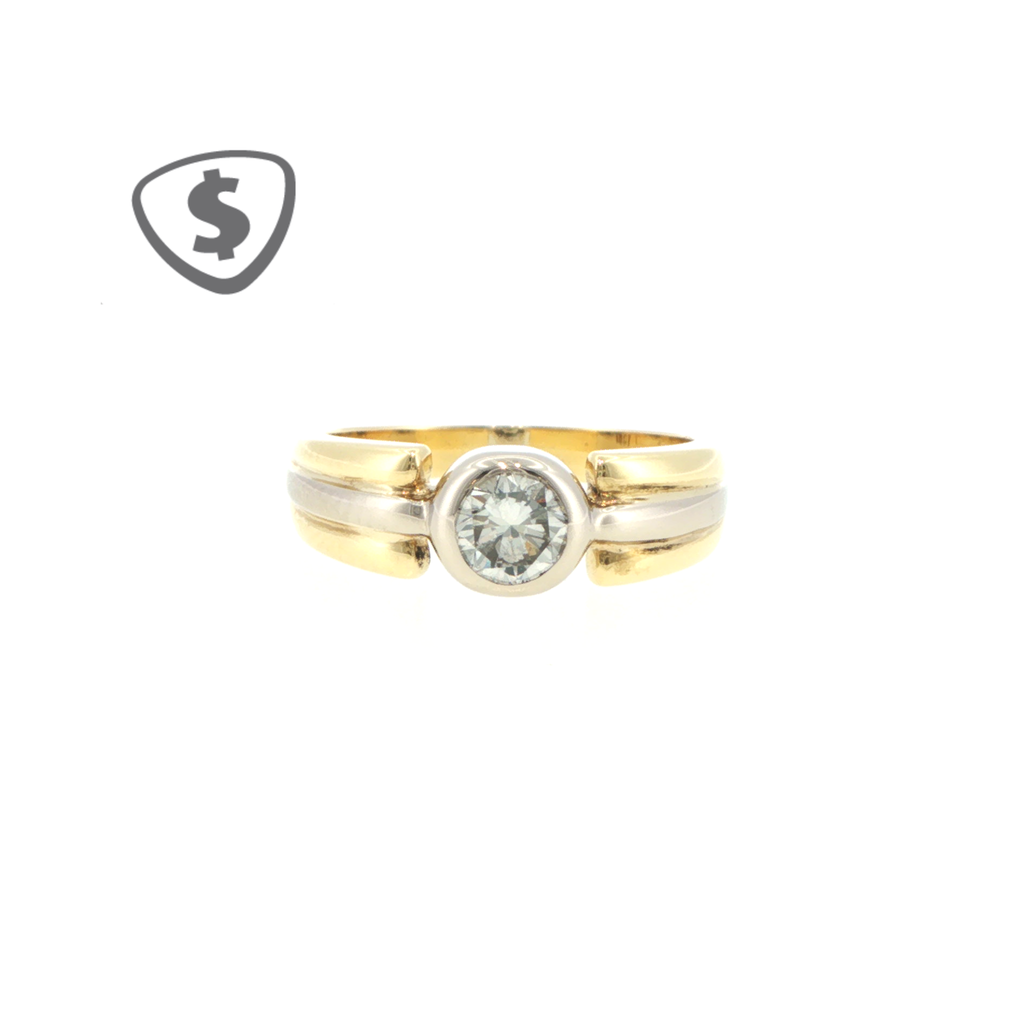 Two-Tone 18ct Yellow Gold Bezel Set Diamond Solitaire Ring