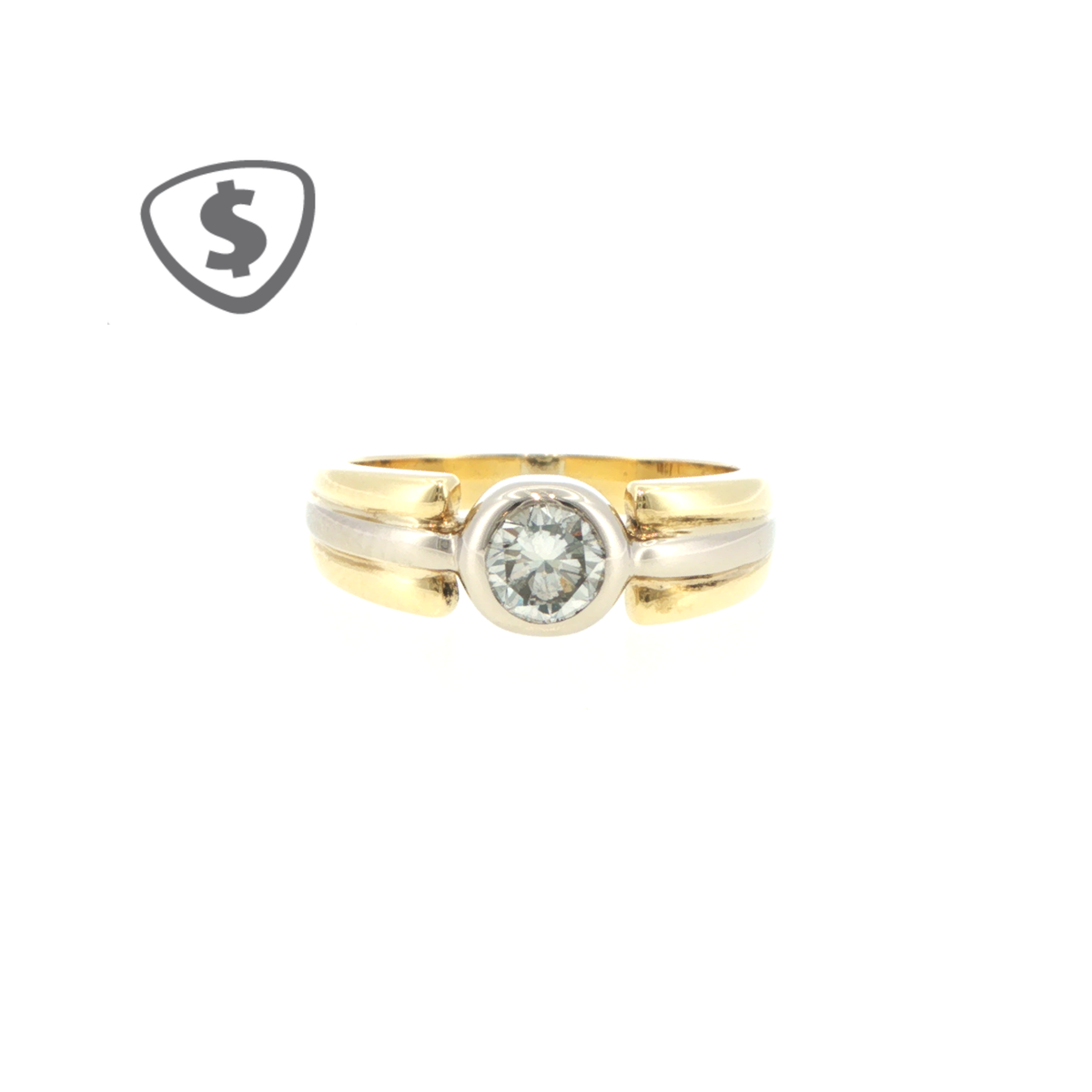 Two-Tone 18ct Yellow Gold Bezel Set Diamond Solitaire Ring