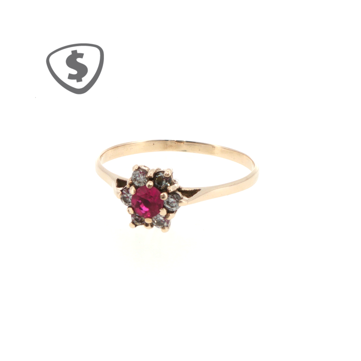 Ruby Floral Cluster Ring in 9ct Yellow Gold