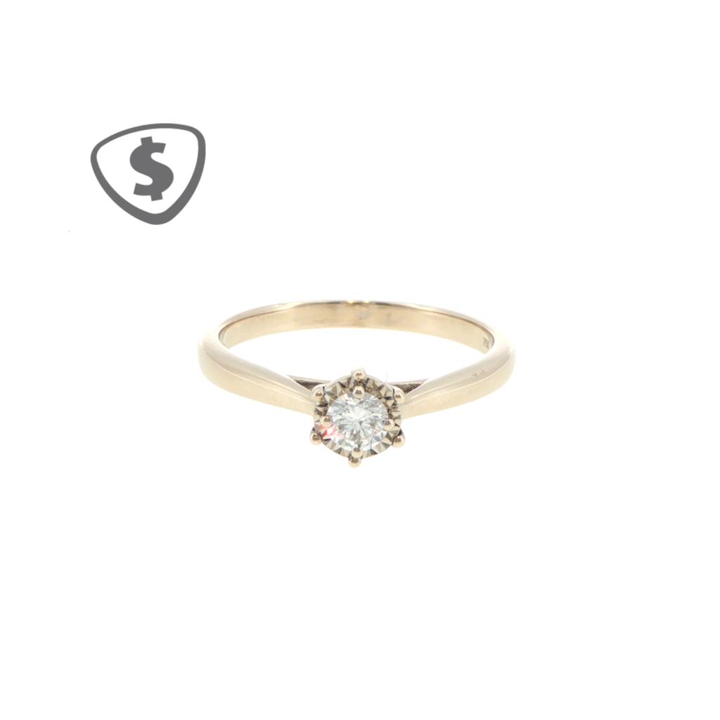 Round Diamond Solitaire Ring in 18ct White Gold
