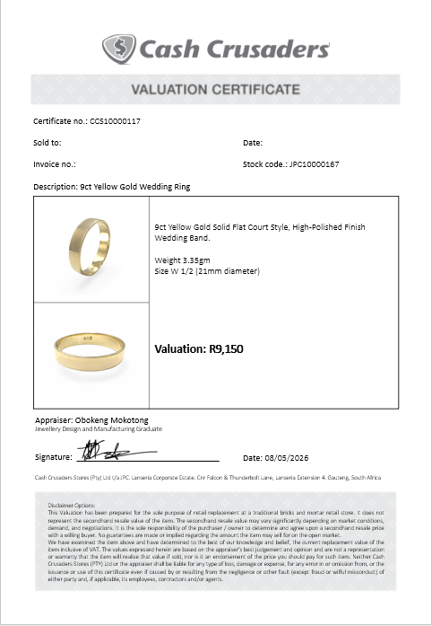 9ct Yellow Gold Wedding Ring