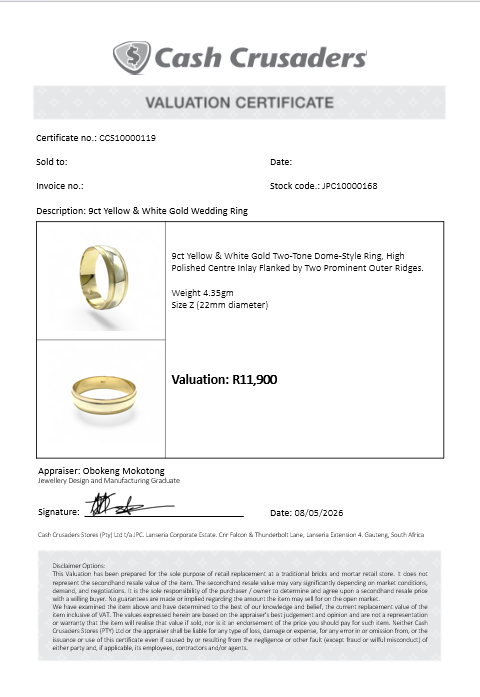 9ct Yellow and White Gold Wedding Ring