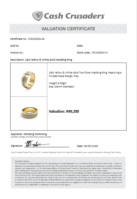 18ct Yellow and White Gold Wedding Ring