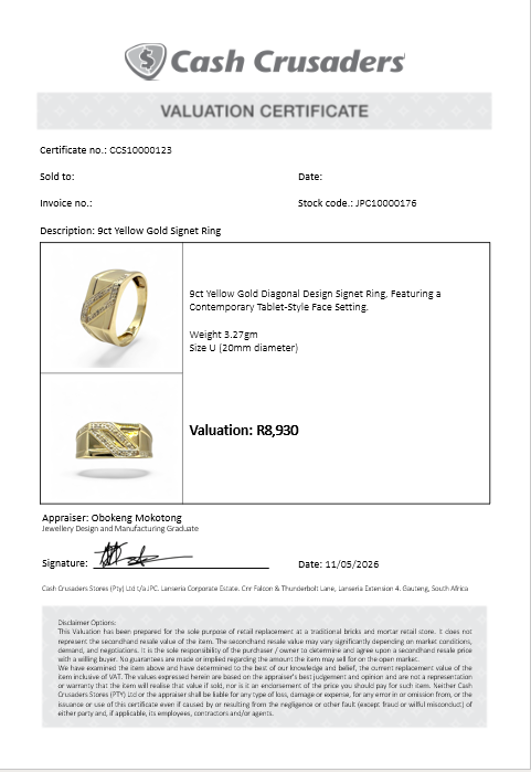 9ct Yellow Gold Signet Ring