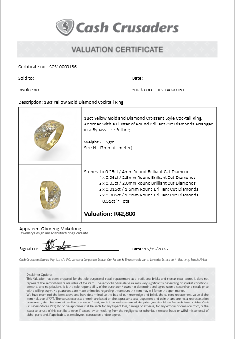 18ct Yellow Gold Diamond Cocktail Ring