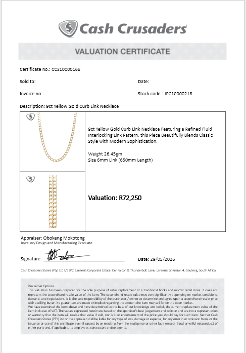 9ct Yellow Gold Curb Link Necklace