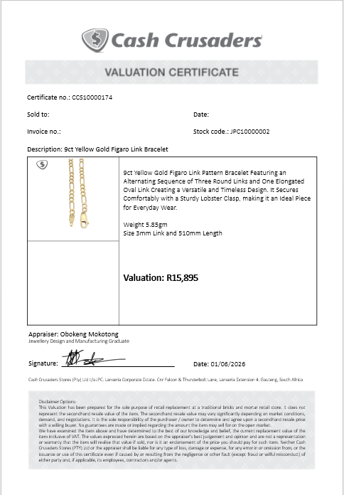 9ct Yellow Gold Figaro Chain Necklace