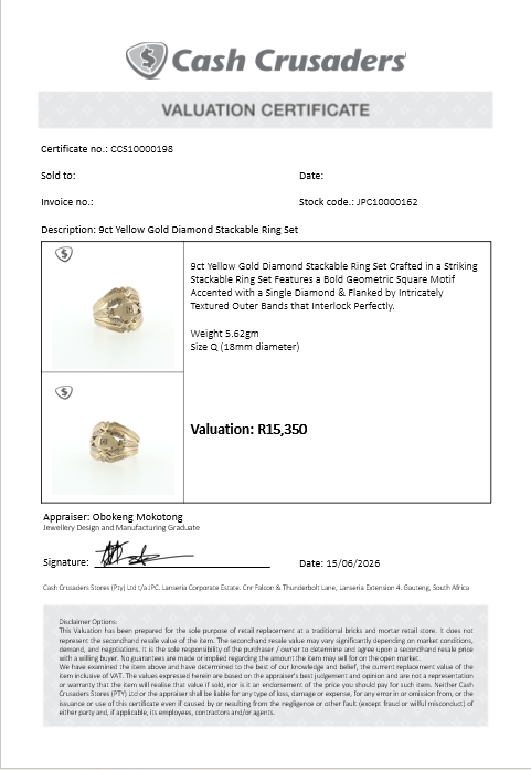 9ct Yellow Gold Diamond Stackable Ring Set