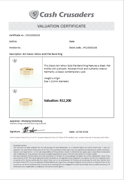 9ct Classic Yellow Gold Flat Band Ring