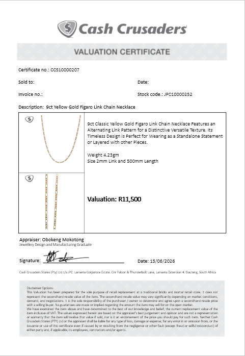 9ct Classic Yellow Gold Figaro Link Chain Necklace