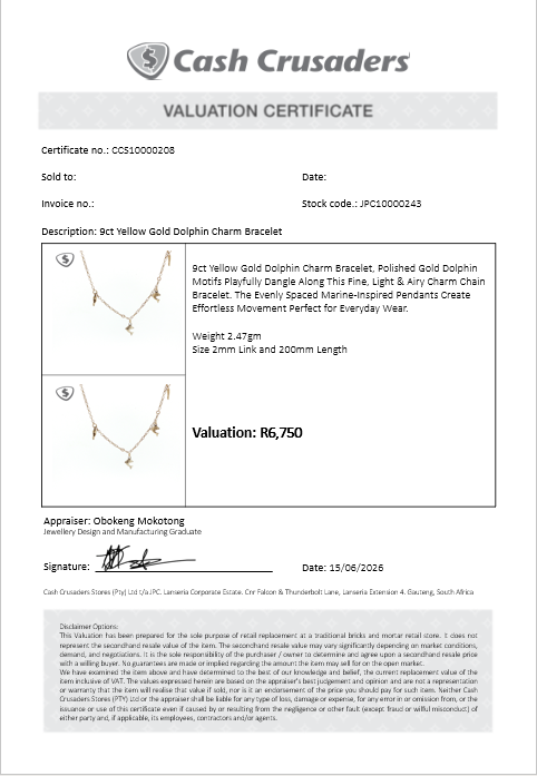 9ct Yellow Gold Dolphin Charm Bracelet