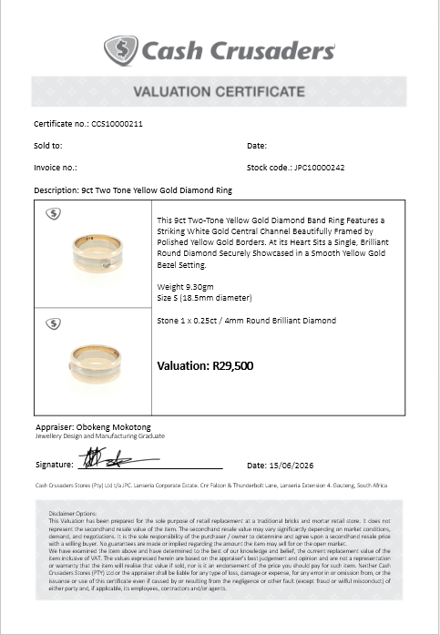 9ct Two-Tone Yellow Gold Diamond Bezel Band Ring