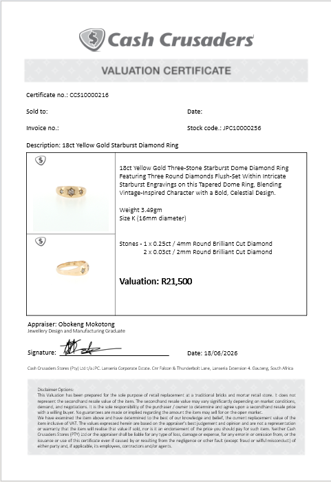 18ct Yellow Gold Starburst Diamond Ring