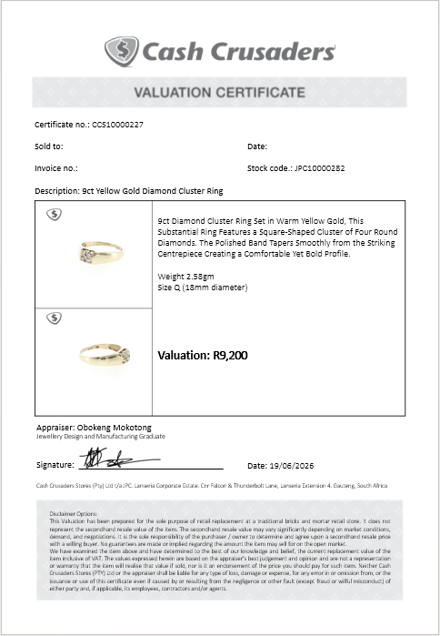 9ct Yellow Gold Diamond Cluster Ring