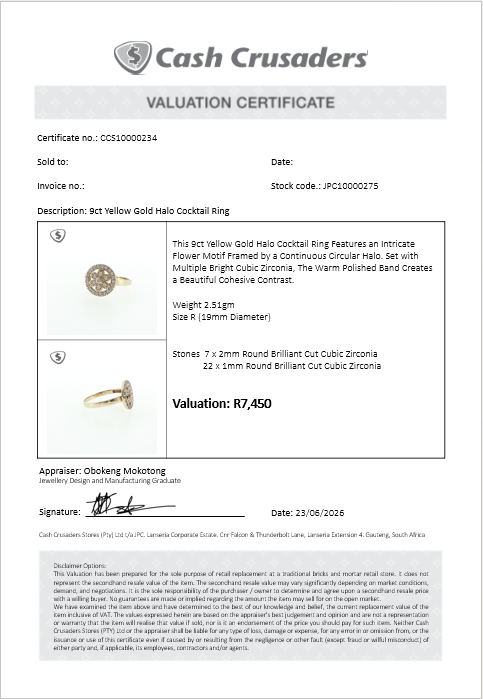 9ct Yellow Gold Halo Cocktail Ring