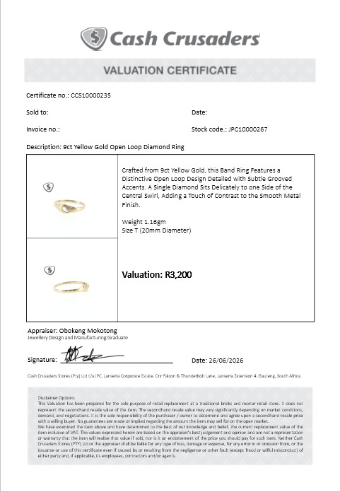 Sculpted 9ct Yellow Gold Ring with Diamond Accent