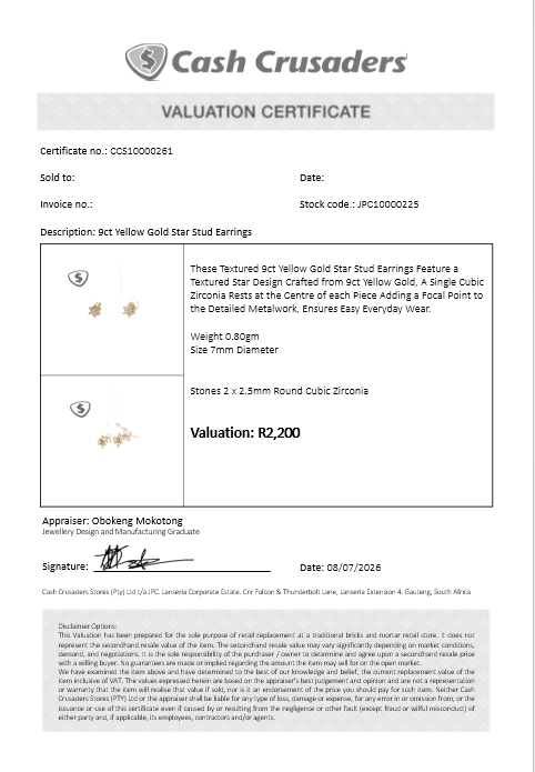9ct Yellow Gold Star Stud Earrings