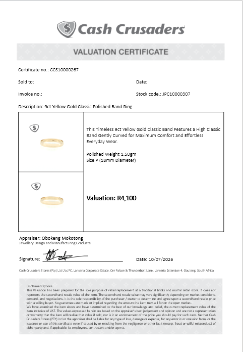 9ct Yellow Gold Classic Polished Band Ring