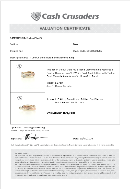 9ct Tri Colour Gold Multi Band Diamond Ring