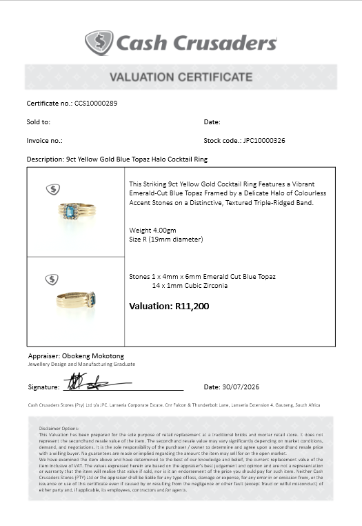 9ct Yellow Gold Blue Topaz Halo Cocktail Ring