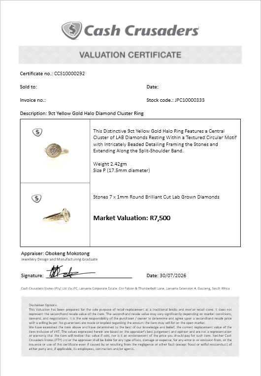 9ct Yellow Gold Halo Diamond Cluster Ring