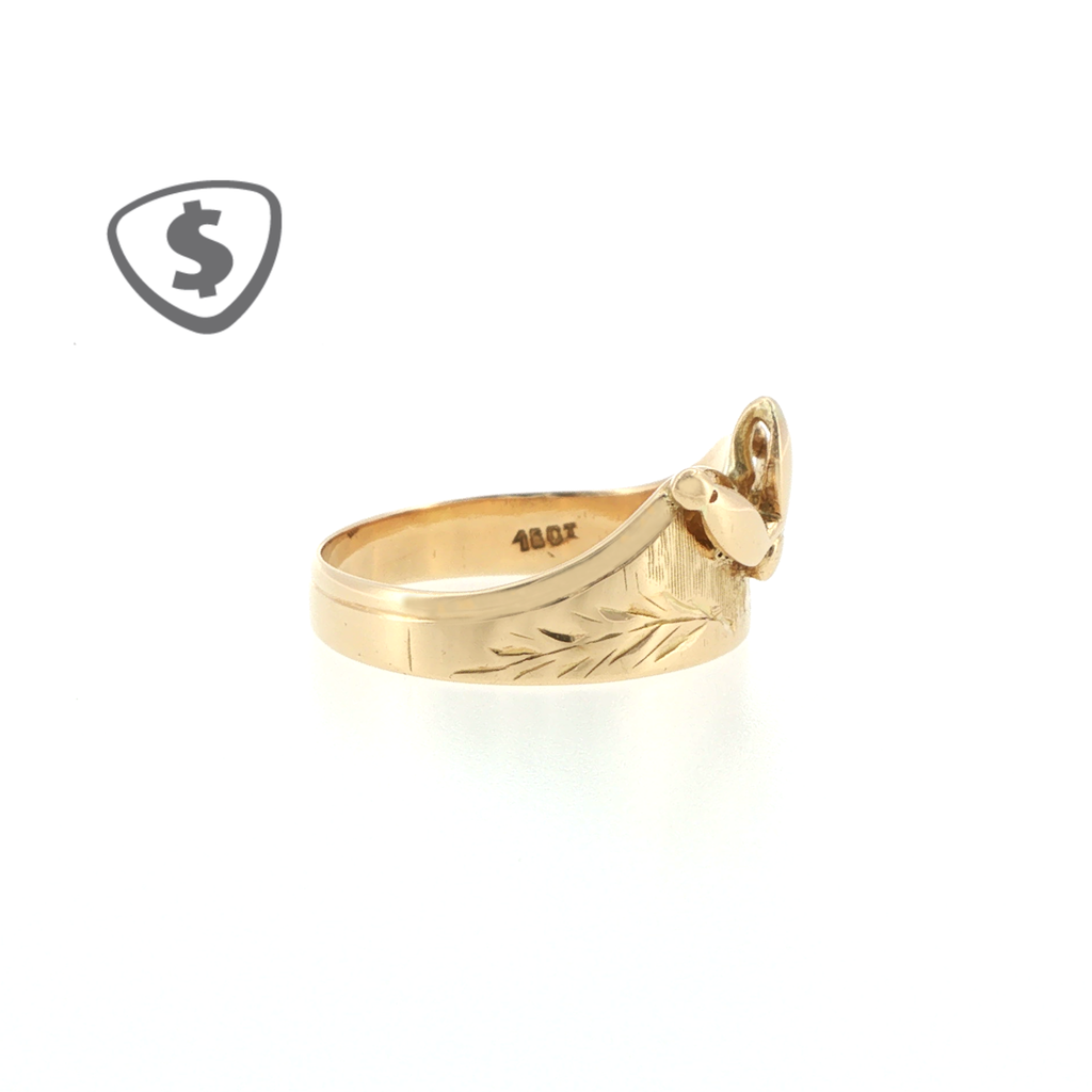 18ct Yellow Gold Floral Motif Engraved Signet Ring