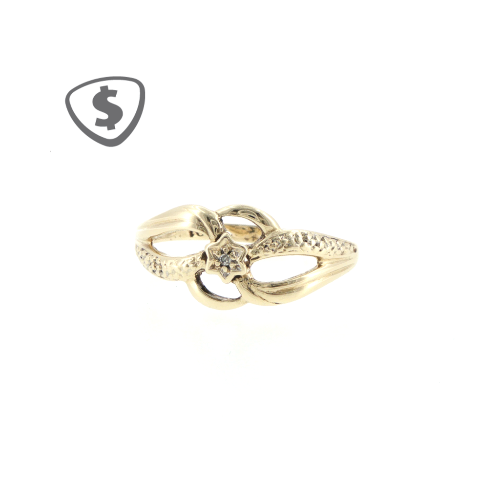 9ct Yellow Gold Openwork Diamond Star Ring