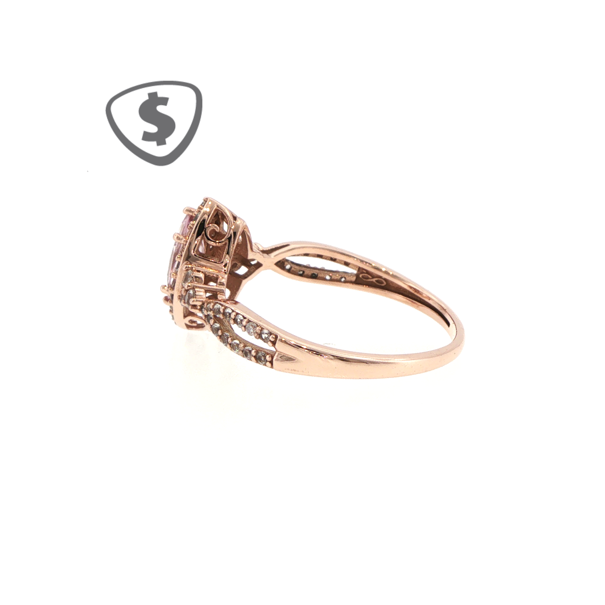 9ct Rose Gold Marquise Morganite Halo Ring