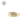 9ct Yellow Gold Diamond Signet Ring with Engraved Band
