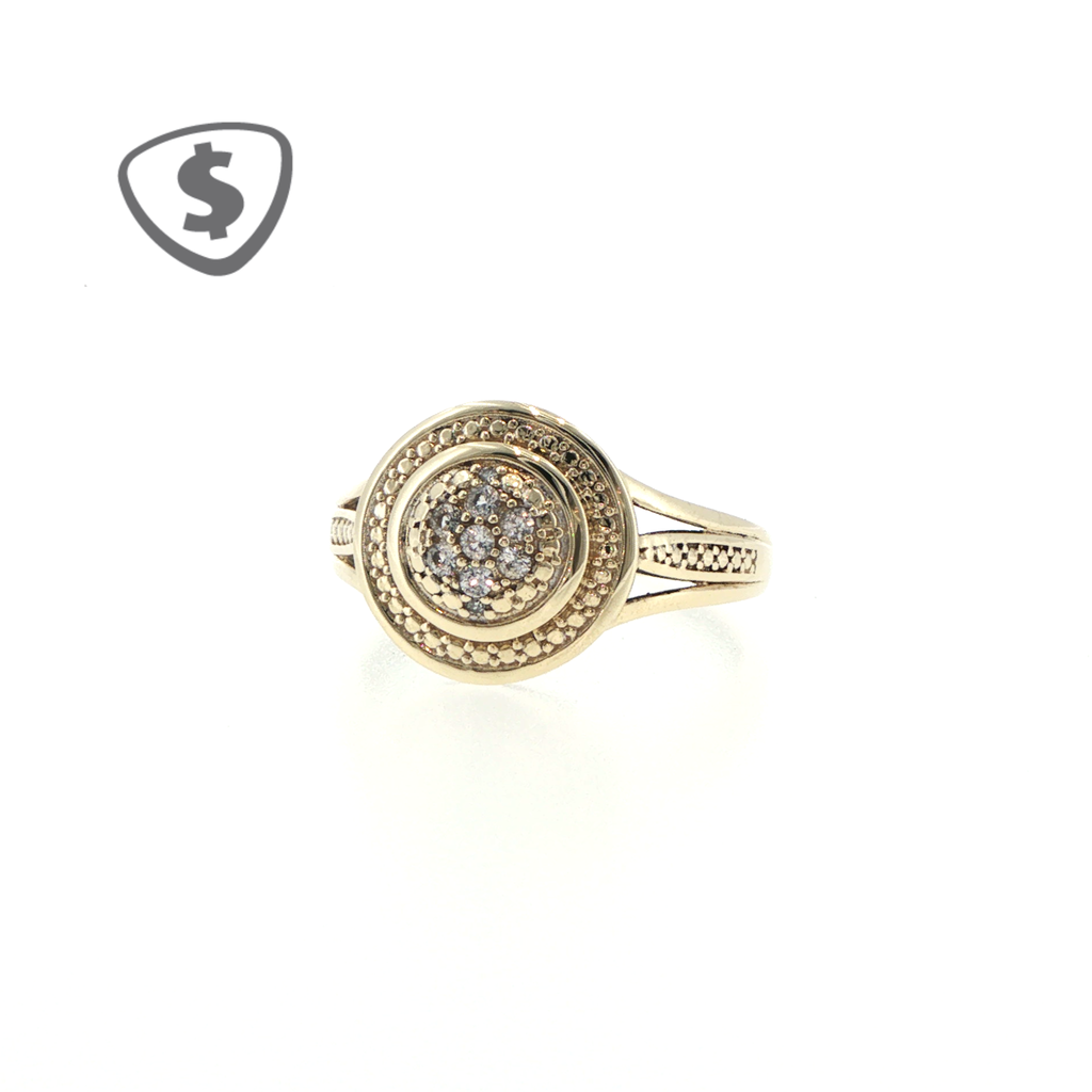 9ct Yellow Gold Halo Diamond Cluster Ring