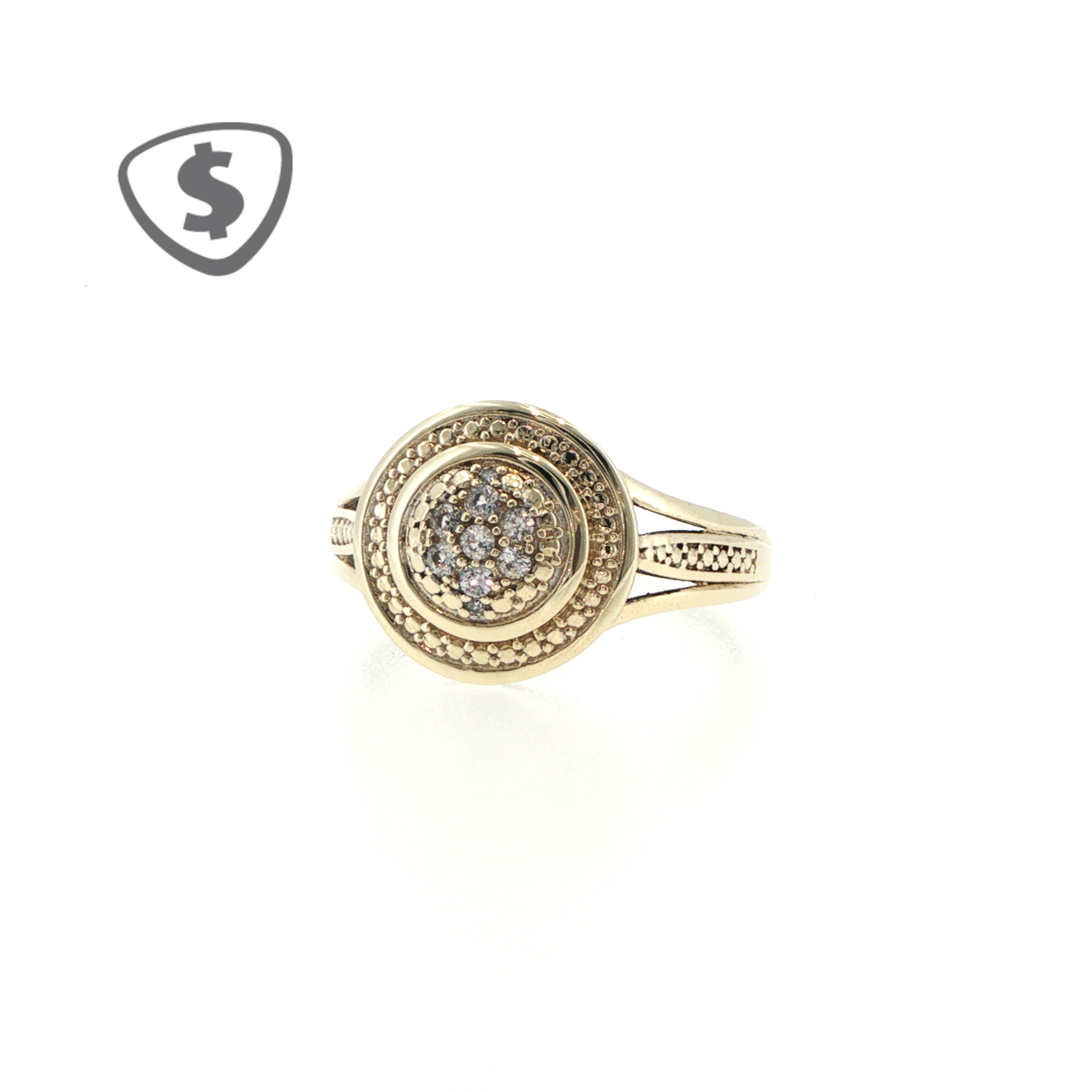 9ct Yellow Gold Halo Diamond Cluster Ring