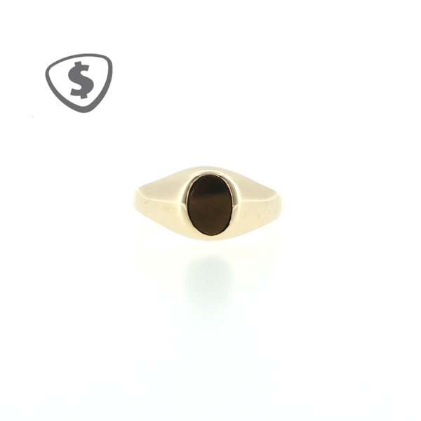 9ct Yellow Gold Oval Tigers Eye Signet Ring