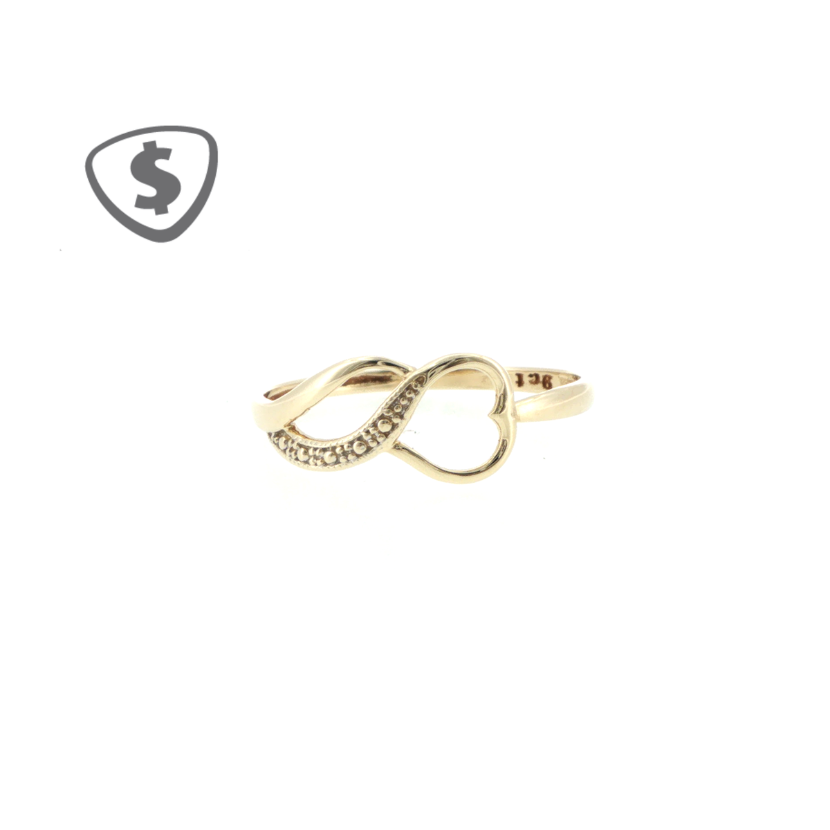9ct Yellow Gold Textured Infinity Loop Ring