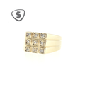9ct Yellow Gold Nine-Stone Diamond Grid Signet Ring