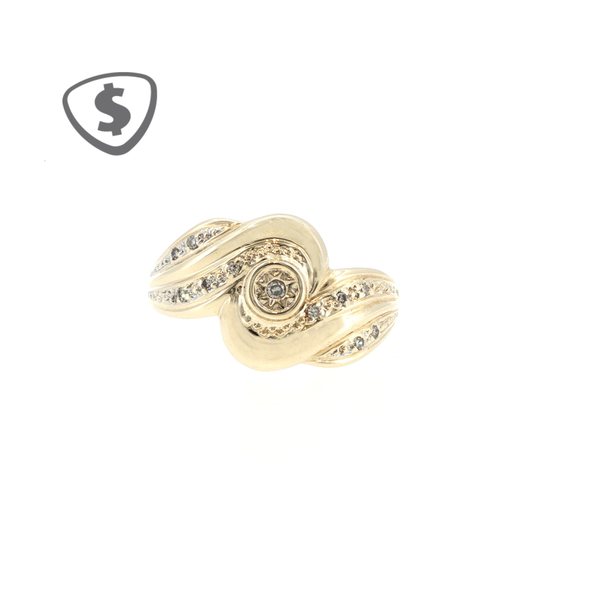 9ct Yellow Gold Diamond Swirl Cocktail Ring