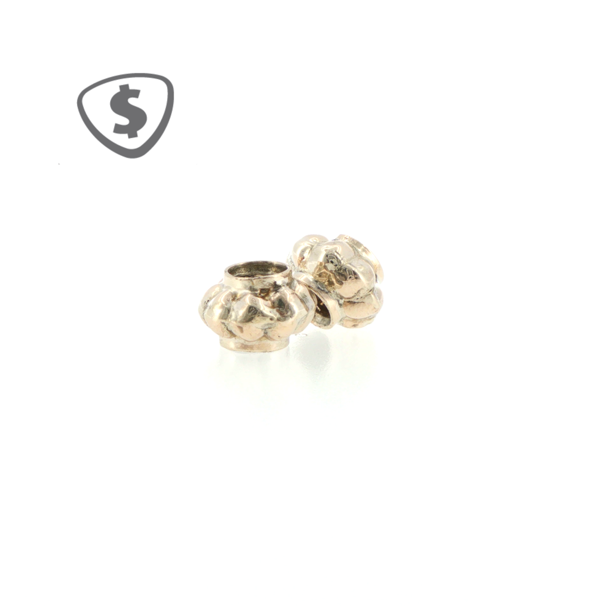 Textured Scalloped Spacer Beads Pair in 9ct White Gold (like Pandora)