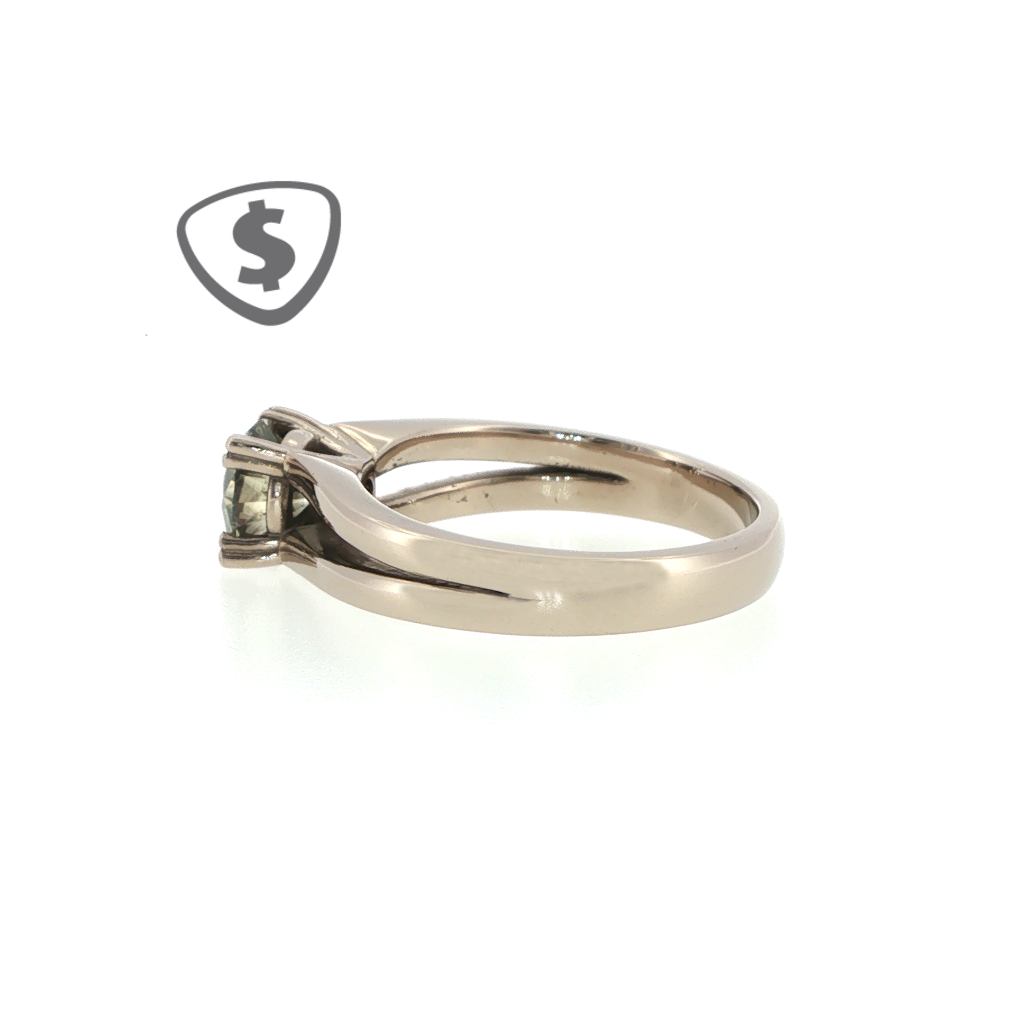 18ct White Gold Fancy Moissanite Solitaire Ring