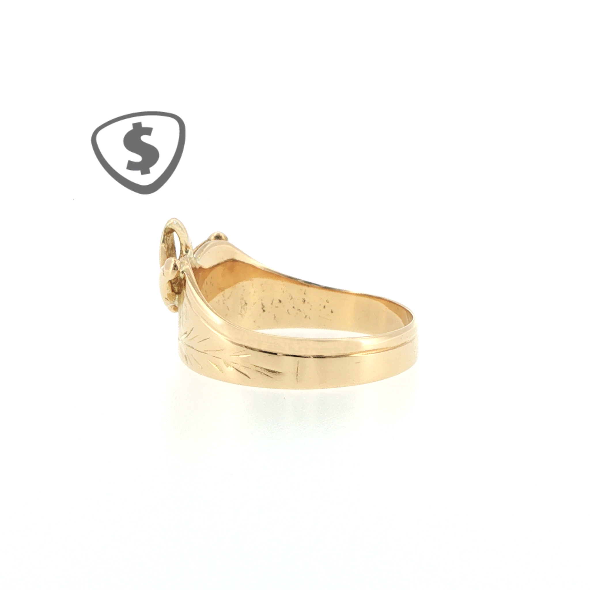 18ct Yellow Gold Floral Motif Engraved Signet Ring