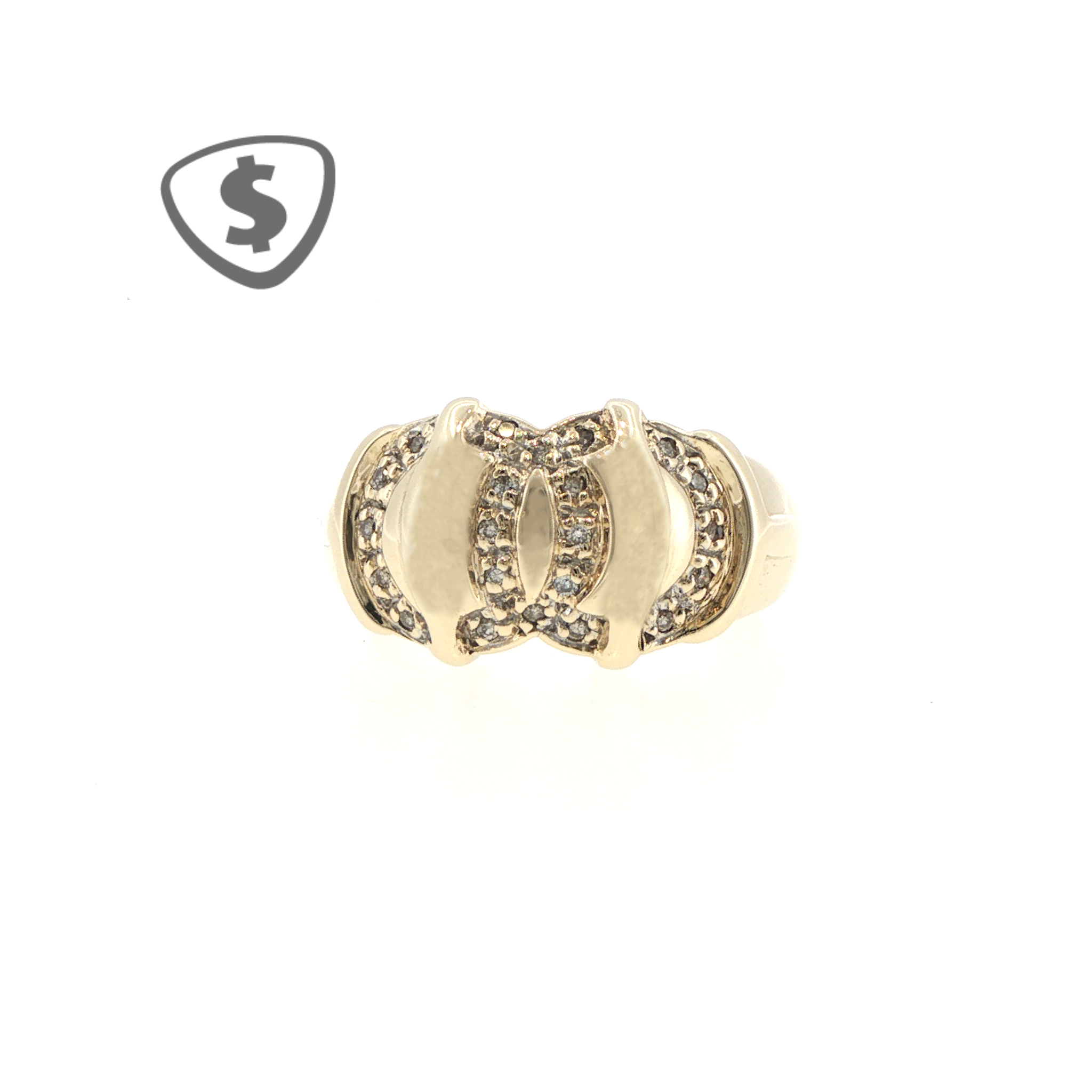 9ct Yellow Gold Sculptural Diamond Cocktail Ring